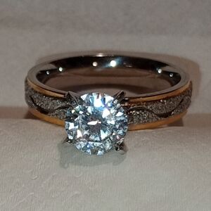 Vintage Silver and Gold Sparkle Ring/Engagement Ring/Cocktail Ring